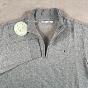 Criquet Quarter‎ 1/4 Zip Pullover Sweater Men 2XL Heather Gray Chest Logo NWT